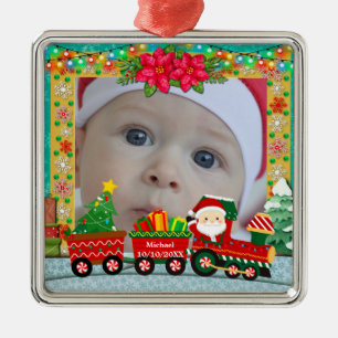 Personalized North Pole Express Photo Christmas Metal Ornament