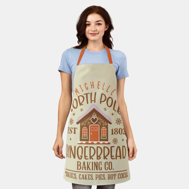 Personalized North Pole Gingerbread Baking Co. Apron (Worn)