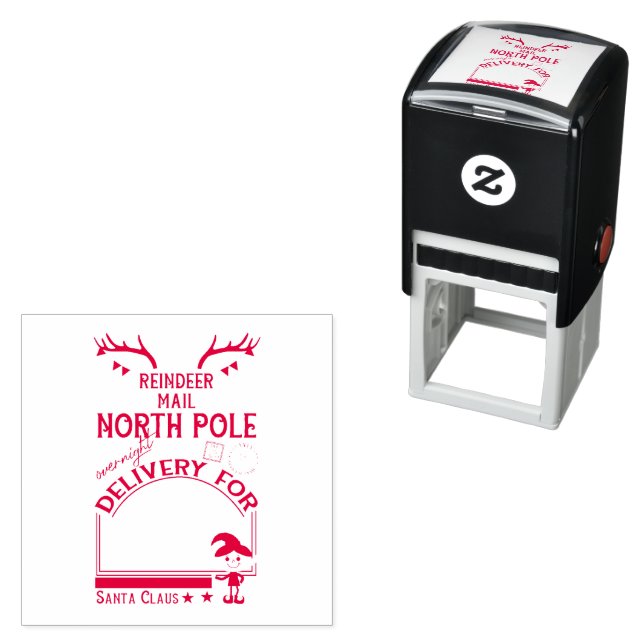 Personalized North Pole Reindeer Mail Self-inking Stamp (In Situ)