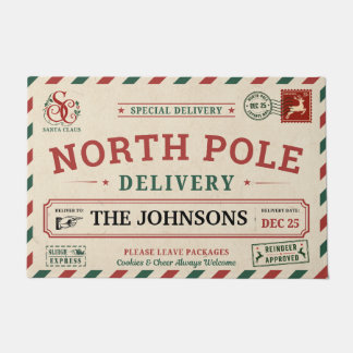 Personalized North Pole Special Delivery Christmas Doormat