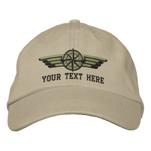Personalized Northern Star Compass Pilot Wings Embroidered Hat