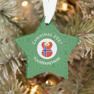 Personalized Norwegian Angel Christmas Flag Ornament