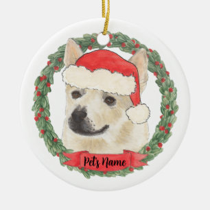 Personalized Norwegian Buhund Dog Christmas Ceramic Ornament