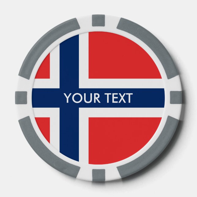 Personalized Norwegian flag poker chips (Front)