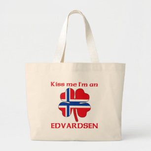 Personalized Norwegian Kiss Me I'm Edvardsen Large Tote Bag