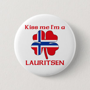 Personalized Norwegian Kiss Me I'm Lauritsen 2 Inch Round Button