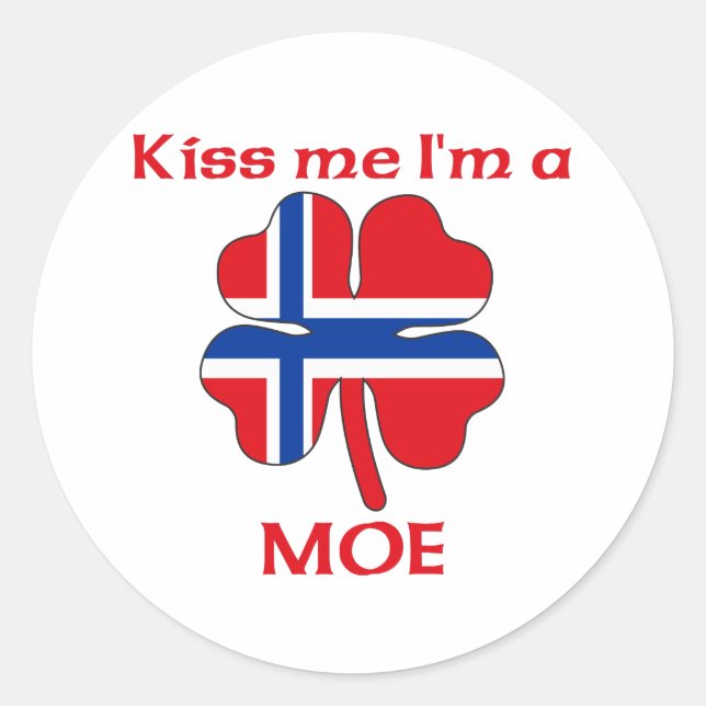 Personalized Norwegian Kiss Me I'm Moe Classic Round Sticker (Front)
