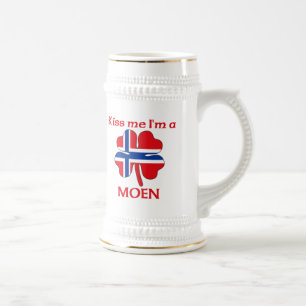 Personalized Norwegian Kiss Me I'm Moen Beer Stein