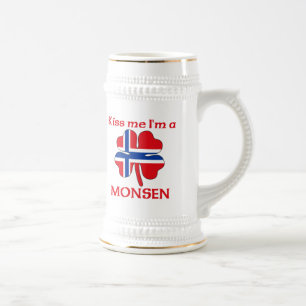 Personalized Norwegian Kiss Me I'm Monsen Beer Stein