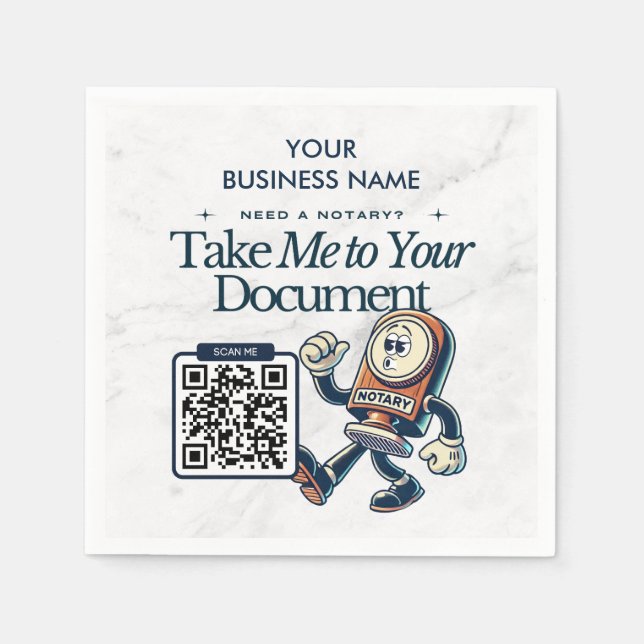 Personalized Notary Public Marketing with QR Code  Napkin (Front)