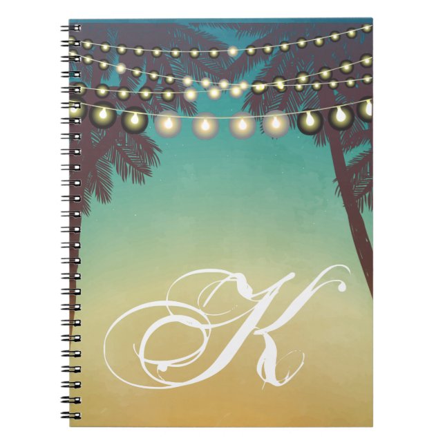 Personalized Note Book Beach Sunset Palm Trees Str (Front)