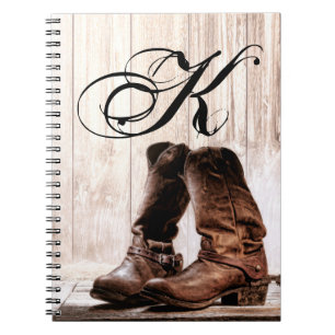 Personalized Note Book Boots Country Rustic Wester