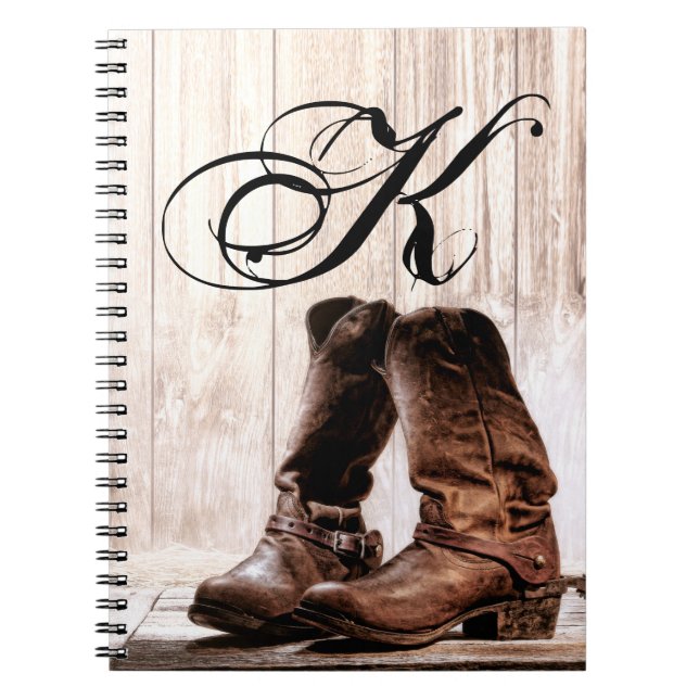 Personalized Note Book Boots Country Rustic Wester (Front)