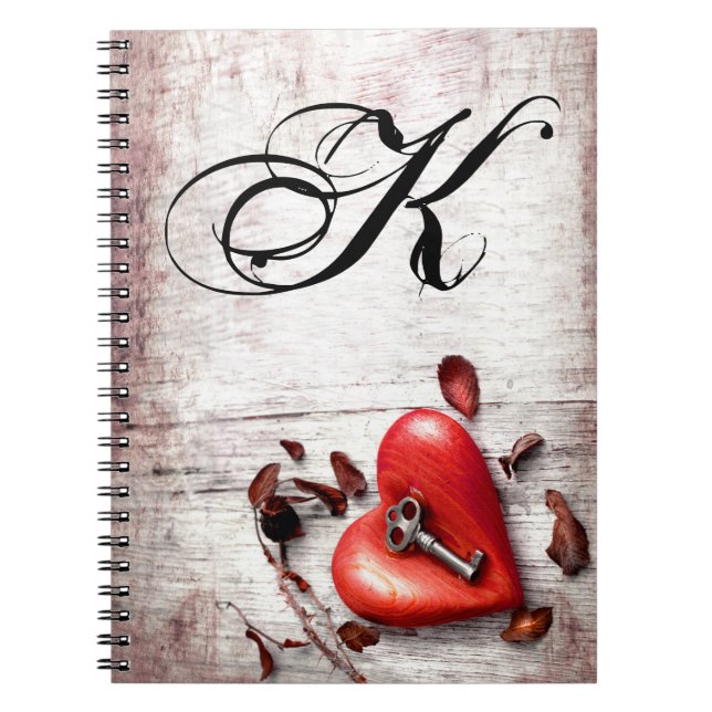 Personalized Note Book Country Wood Key to my Hear (Front)