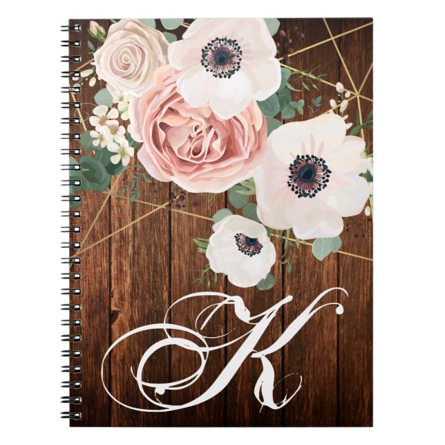 Personalized Note Book Geometric Garden Rose Barn (Front)