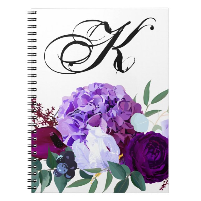 Personalized Note Book Lavender Hibiscus on Whit (Front)