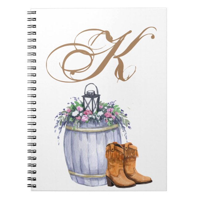 Personalized Note Book Summer Country Wedding Rust (Front)
