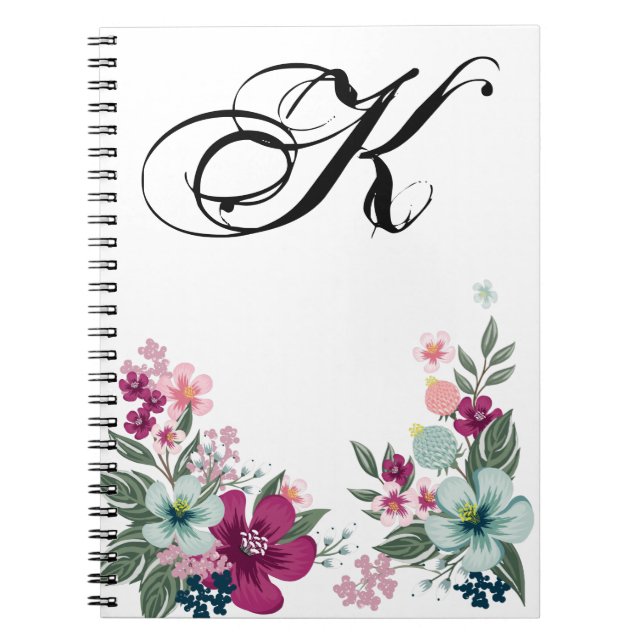Personalized Note Book Tropical Flower on White (Front)