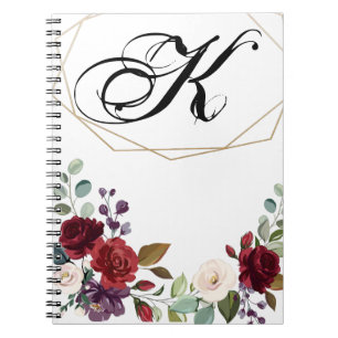 Personalized Note Book White Roses Gold Geom