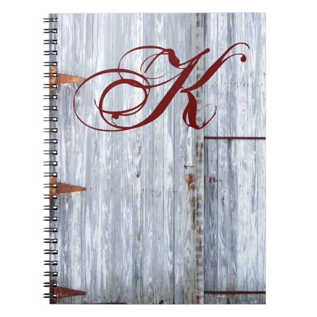 Personalized Note Book White Wash Wood Barn Door C (Front)