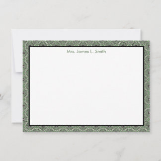 Personalized Note Card | Green & Black Stationary