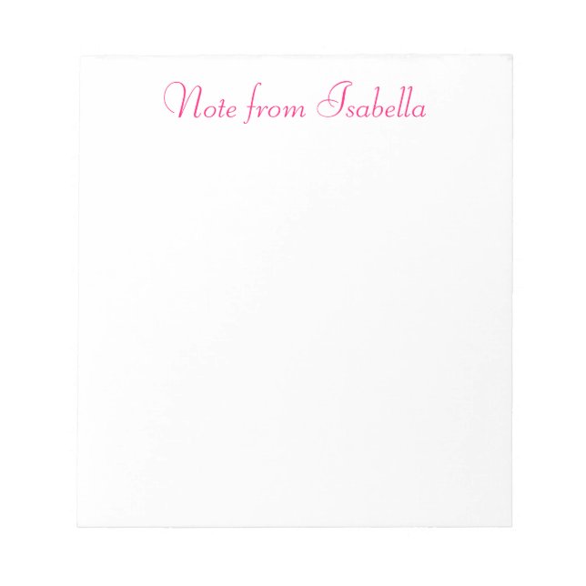 Personalized Note from Isabella Notepad (Front)