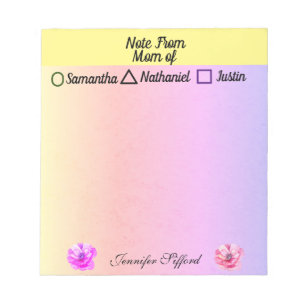 Personalized Note from Mom of Notepad