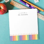 Personalized Note From Rainbow Teacher Notepad<br><div class="desc">If you are looking for a useful teacher gift, this Personalized Note From Rainbow Teacher Notepad is a cute addition to her teacher stationery. The colourful rainbow pencils give the perfect touch for her desk decor. You can personalize this rainbow notepad for teacher appreciation week or a Christmas gift, a...</div>