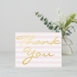 Personalized Note Modern Elegant Stripes Thank You Foil Invitation Postcard