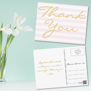 Personalized Note Modern Elegant Stripes Thank You Postcard