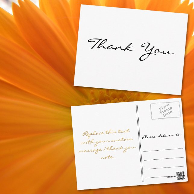Personalized Note Modern Simple White Thank You Postcard (Personalized Note Modern Simple White Thank You Postcard)