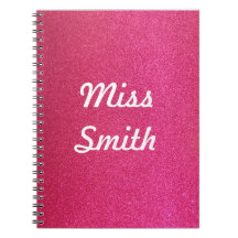Personalized Notebook Any Name Deep Pink Sparkle