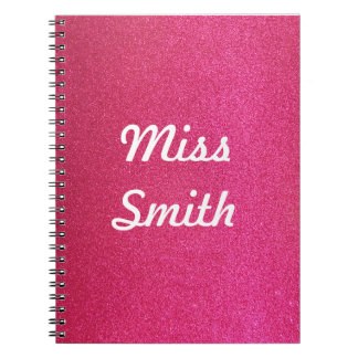 Personalized Notebook Any Name Deep Pink Sparkle