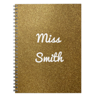 Personalized Notebook Any Name Gold Glitter