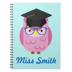 Personalized Notebook Any Name Pink Owl Teacher