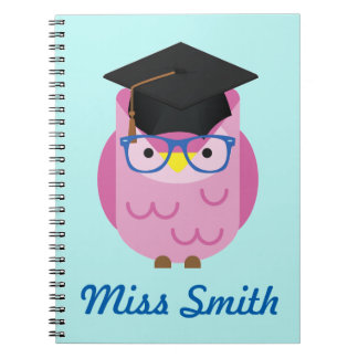 Personalized Notebook Any Name Pink Owl Teacher