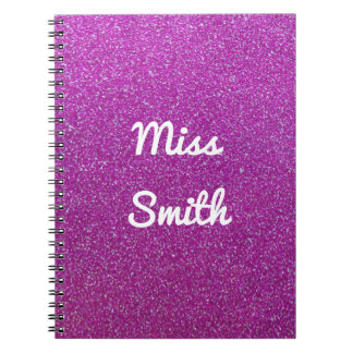 Personalized Notebook Any Name Purple Glitter
