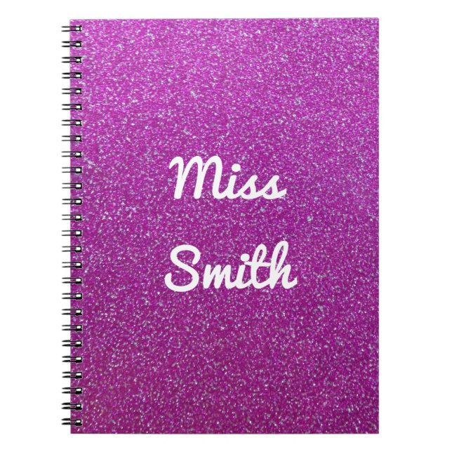 Personalized Notebook Any Name Purple Glitter (Front)
