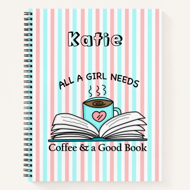 Personalized Notebook | Coffee and a Good Book (Front)