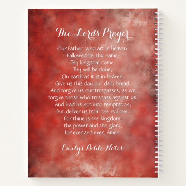Personalized Notebook containing the Lord's Prayer (Back)