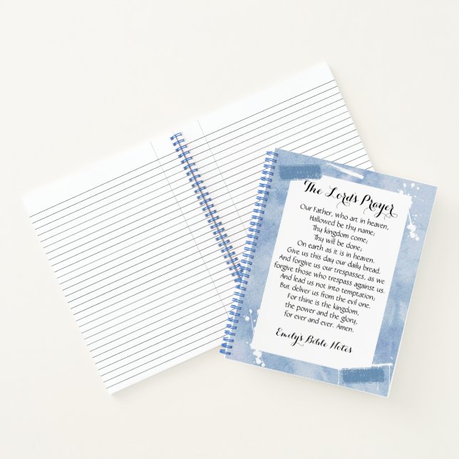 Personalized Notebook containing the Lord's Prayer (Inside)