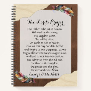 Personalized Notebook containing the Lord's Prayer