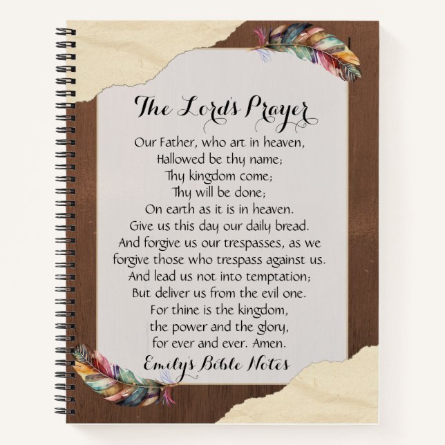 Personalized Notebook containing the Lord's Prayer (Front)