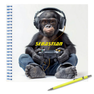 Personalized Notebook Gamer Chimp for Kids
