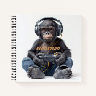 Personalized Notebook Gamer Chimp for Kids
