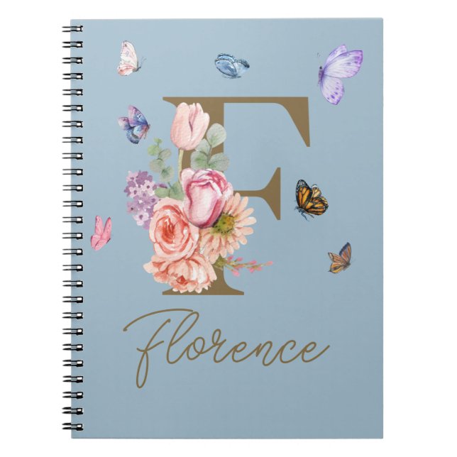 Personalized Notebook Initial Butterfly  (Front)