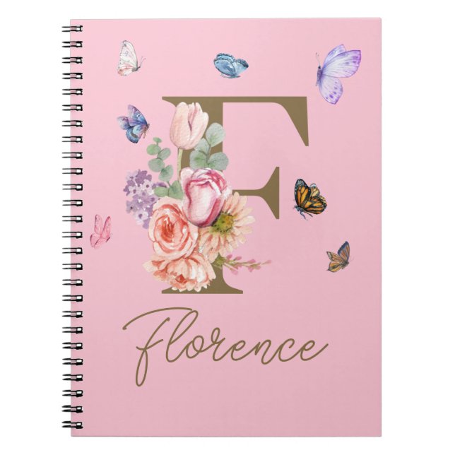 Personalized Notebook Initial Butterfly  (Front)