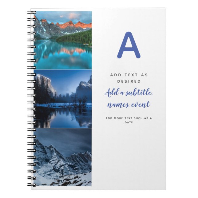 Personalized Notebook Template Photos Text Initial (Front)
