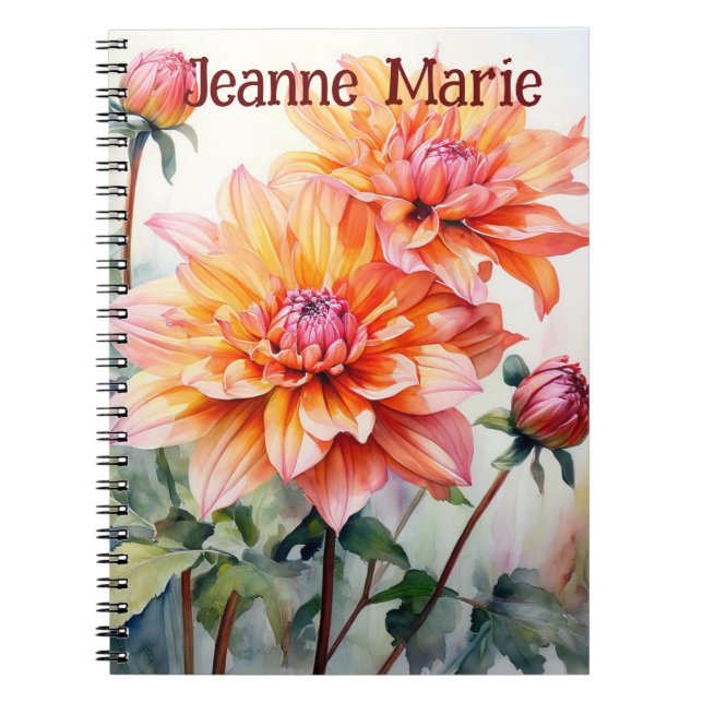 Personalized Notebook with flower design (Front)