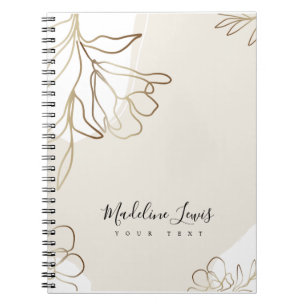 Personalized Notebook with Gold Flowers